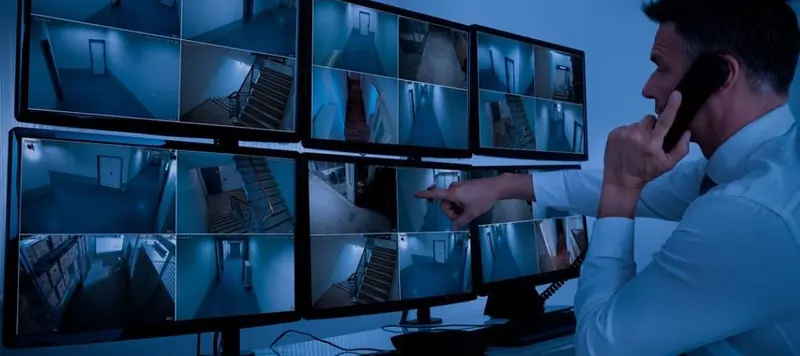 Central de videomonitoramento com vários monitores
